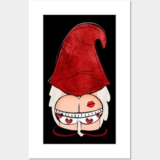 Valentine's Day 2024 Gnome Butt Cute Kiss Gnome Posters and Art